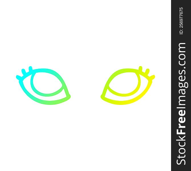cold gradient line drawing of a cartoon grey eyes