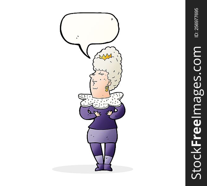 cartoon aristocratic woman with speech bubble