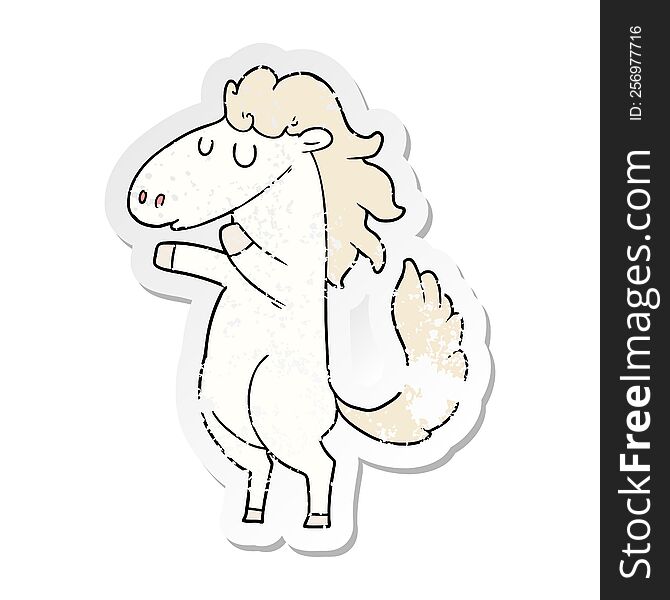distressed sticker of a cartoon horse