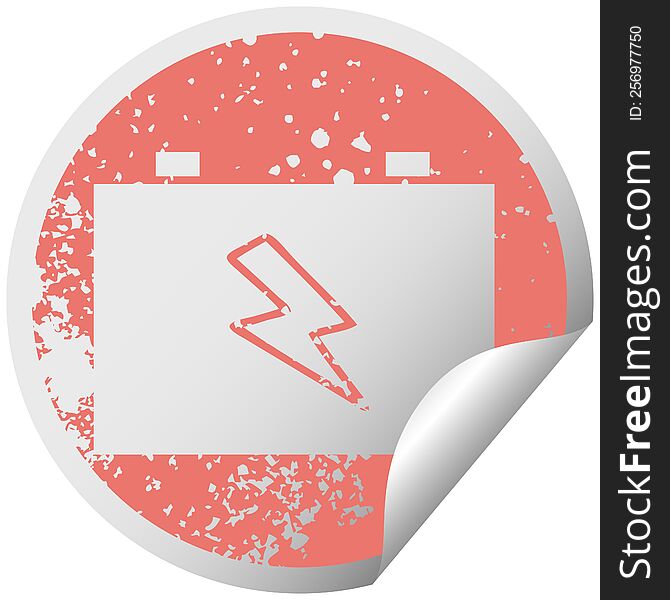 Distressed Circular Peeling Sticker Symbol Car Battery