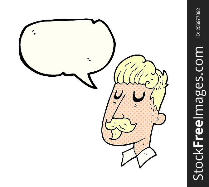 Comic Book Speech Bubble Cartoon Man With Mustache