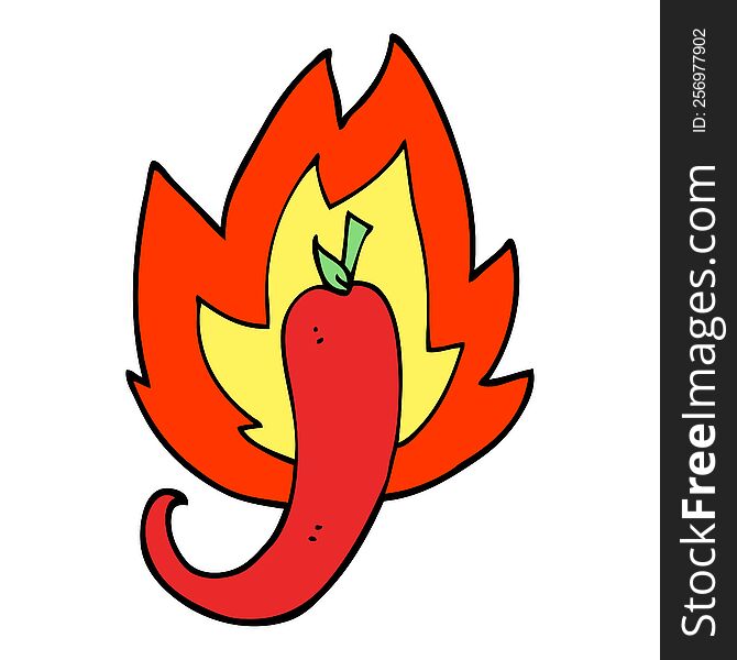 hand drawn doodle style cartoon red hot chili