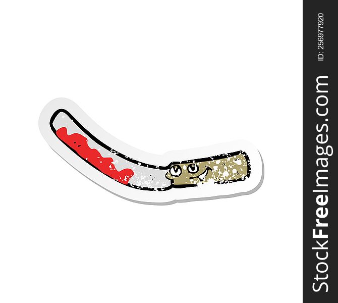 Retro Distressed Sticker Of A Cartoon Jam Knife