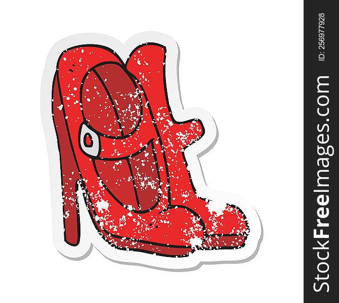 retro distressed sticker of a cartoon high heeled shoes