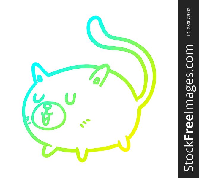Cold Gradient Line Drawing Happy Cat