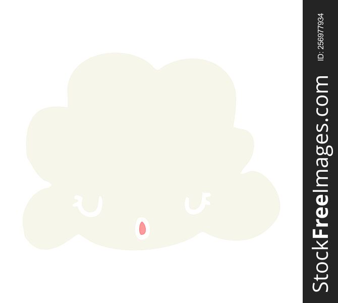 Cute Flat Color Style Cartoon Cloud
