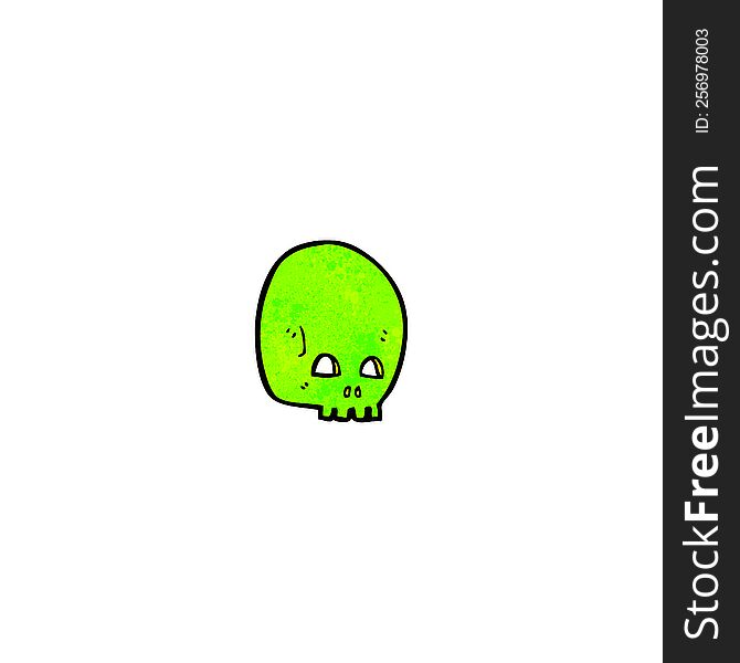 glowing green skull cartoon