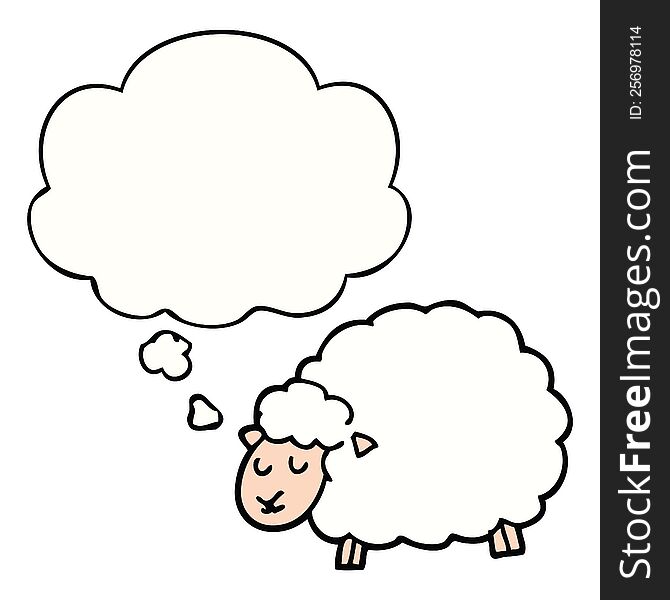 cartoon sheep with thought bubble. cartoon sheep with thought bubble