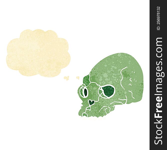 Cartoon Spooky Skull With Thought Bubble