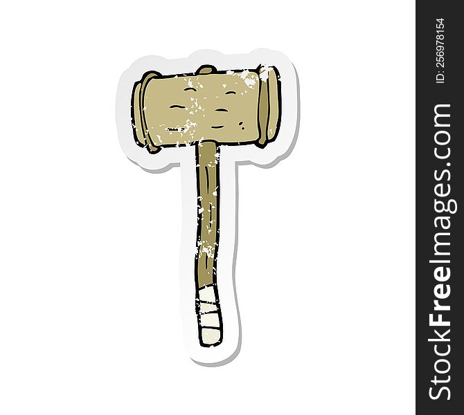 retro distressed sticker of a cartoon wooden hammer