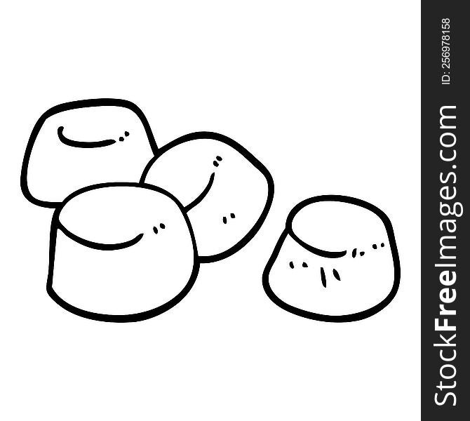 line drawing cartoon tasty marshmallows