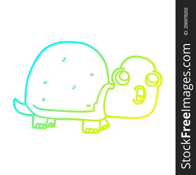 cold gradient line drawing cartoon shocked turtle