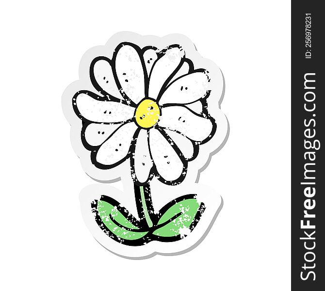 Retro Distressed Sticker Of A Cartoon Flower Symbol