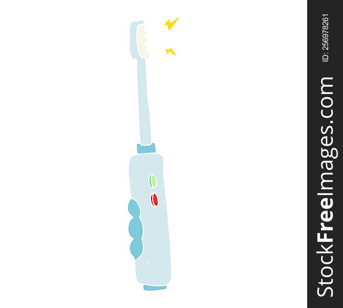 Flat Color Illustration Of A Cartoon Buzzing Electric Toothbrush