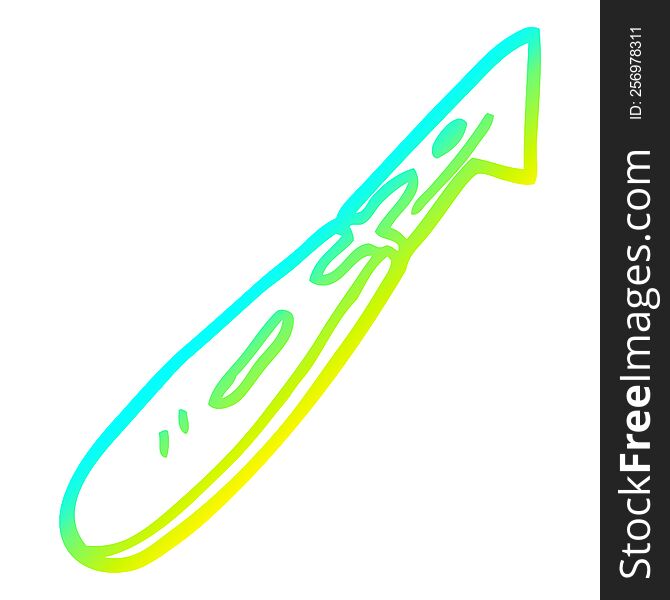 cold gradient line drawing of a cartoon craft knife