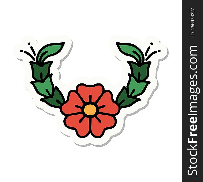 sticker of tattoo in traditional style of a decorative flower. sticker of tattoo in traditional style of a decorative flower