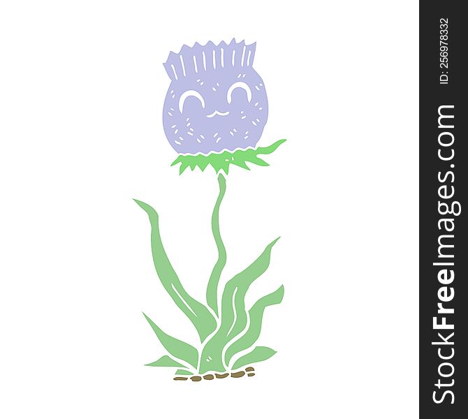 Flat Color Style Cartoon Thistle
