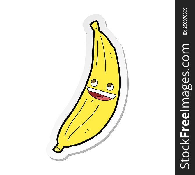 sticker of a cartoon happy banana
