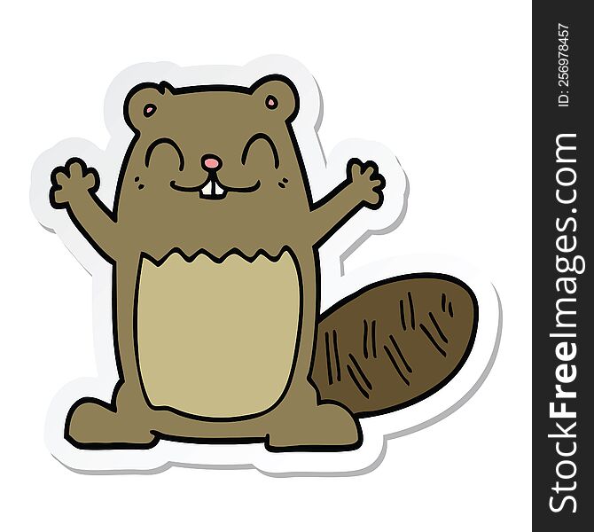 Sticker Of A Cartoon Beaver