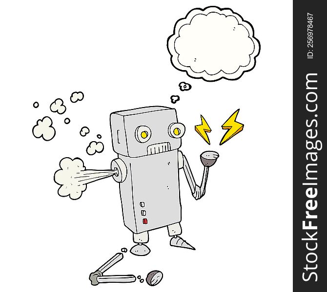 Thought Bubble Cartoon Broken Robot