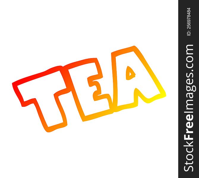 warm gradient line drawing of a cartoon word tea