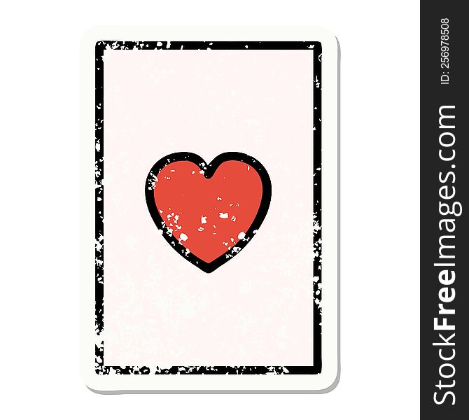 distressed sticker tattoo in traditional style of the ace of hearts. distressed sticker tattoo in traditional style of the ace of hearts