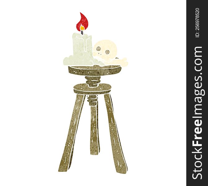 Retro Cartoon Spooky Skull And Candle