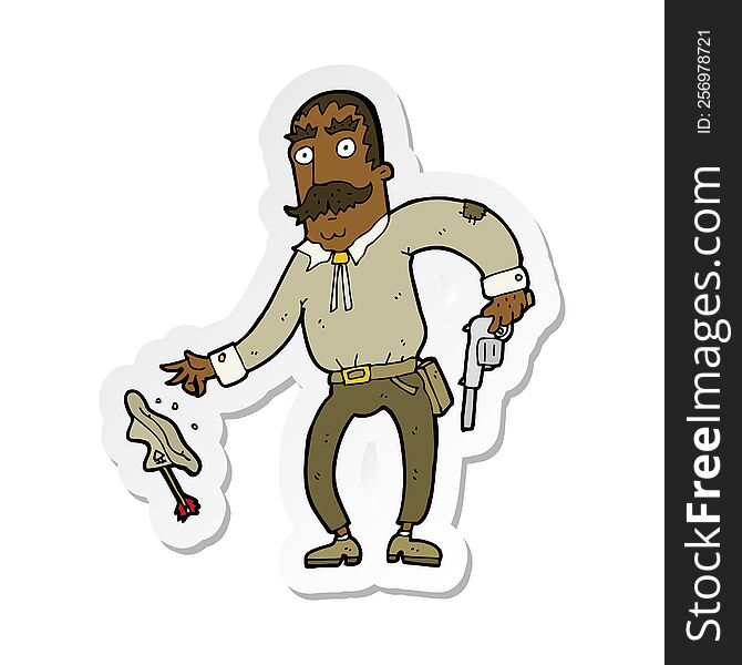 sticker of a cartoon wild west cowboy