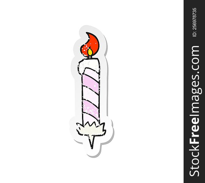 retro distressed sticker of a cartoon birthday cake candle