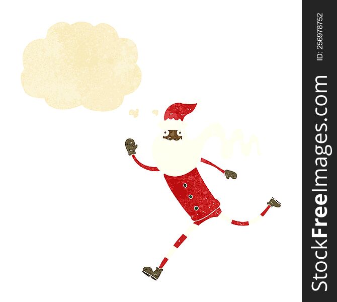 Cartoon Running Santa With Thought Bubble