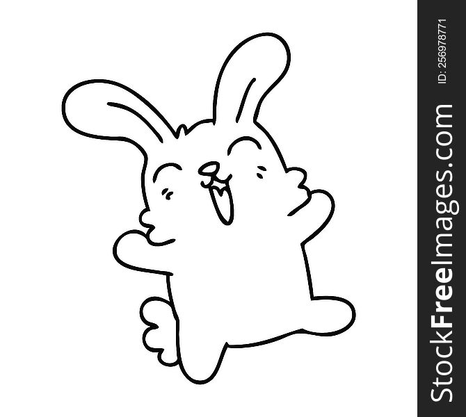 line drawing quirky cartoon rabbit. line drawing quirky cartoon rabbit