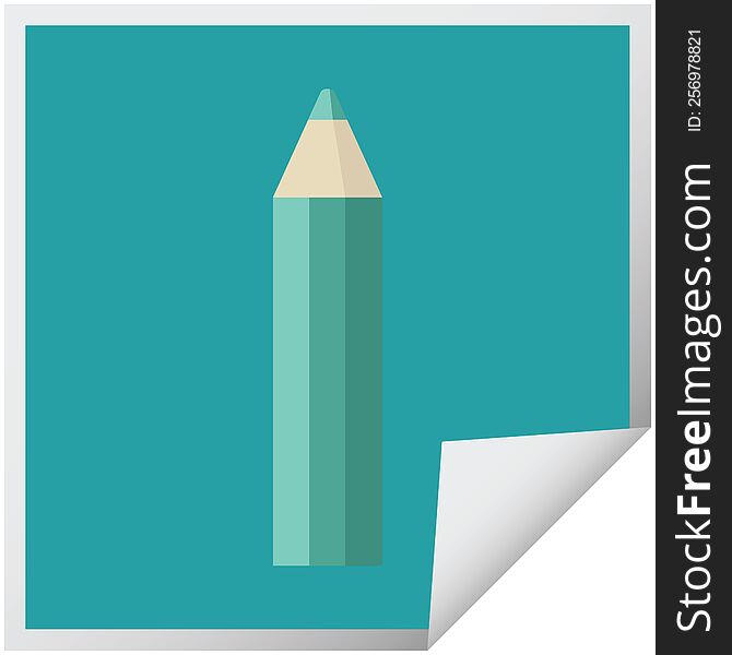 Green Coloring Pencil Graphic Square Sticker