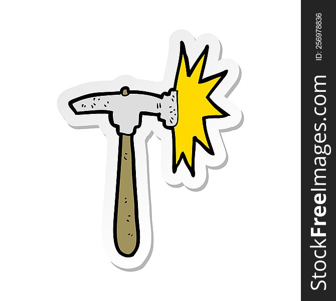 Sticker Of A Cartoon Hammer