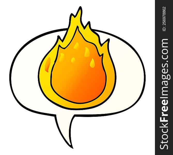 Cartoon Fire And Speech Bubble In Smooth Gradient Style