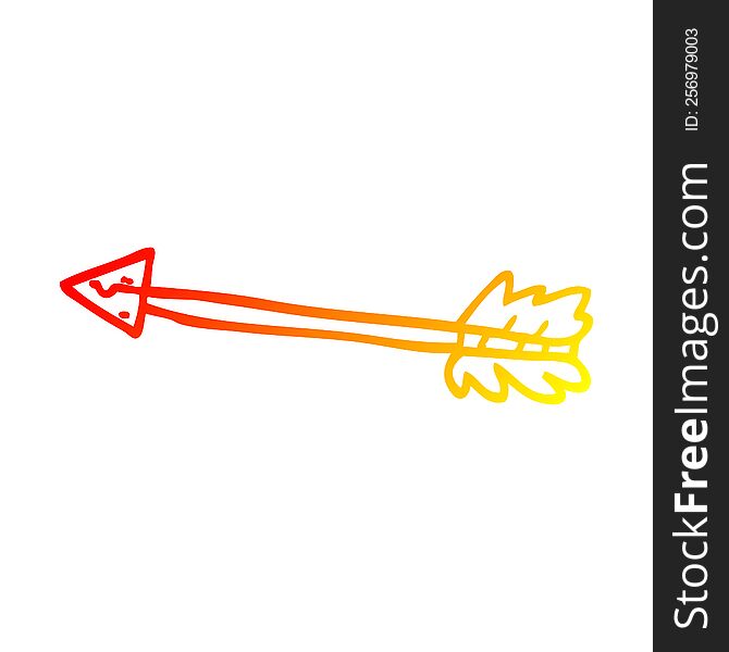warm gradient line drawing of a cartoon long arrow