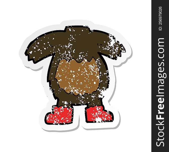 Retro Distressed Sticker Of A Cartoon Black Bear Body