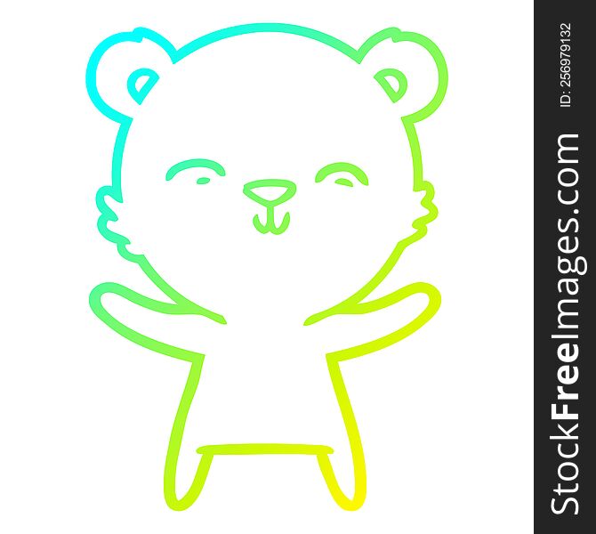 cold gradient line drawing of a happy cartoon polar bear