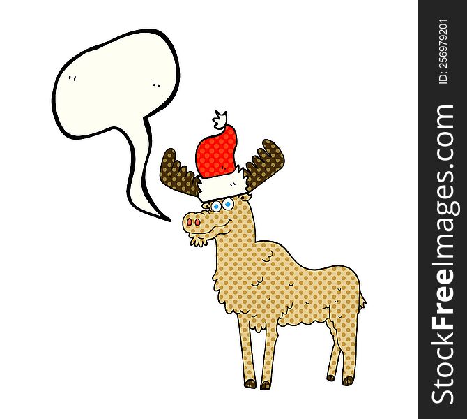 freehand drawn comic book speech bubble cartoon christmas moose
