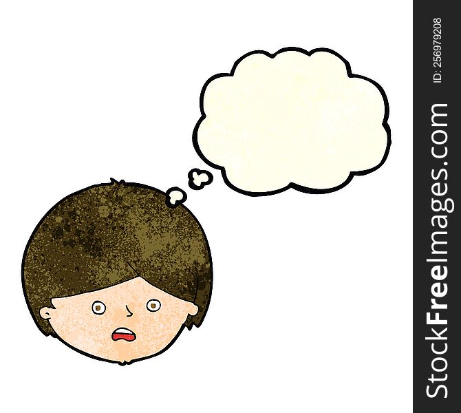 Cartoon Unhappy Boy  With Thought Bubble