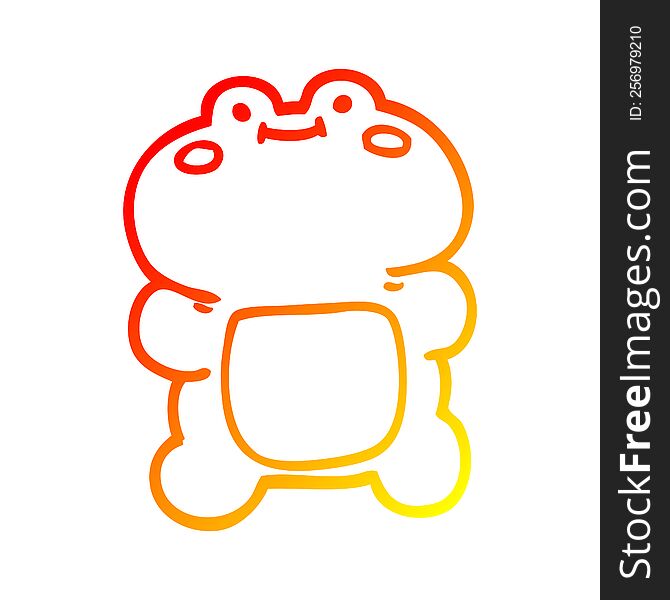 Warm Gradient Line Drawing Funny Cartoon Frog