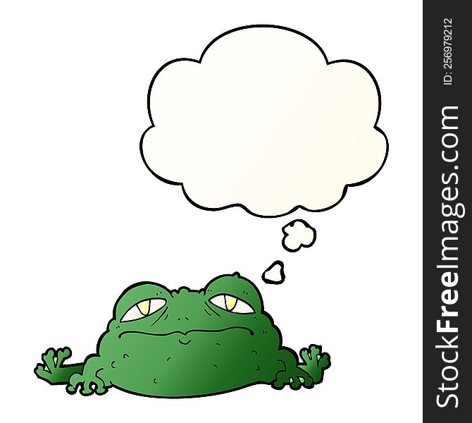 Cartoon Ugly Frog And Thought Bubble In Smooth Gradient Style