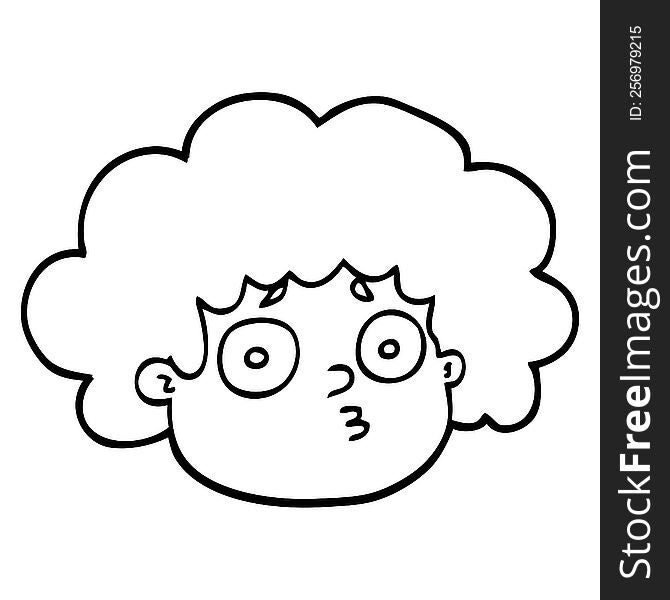 black and white cartoon big hair boy