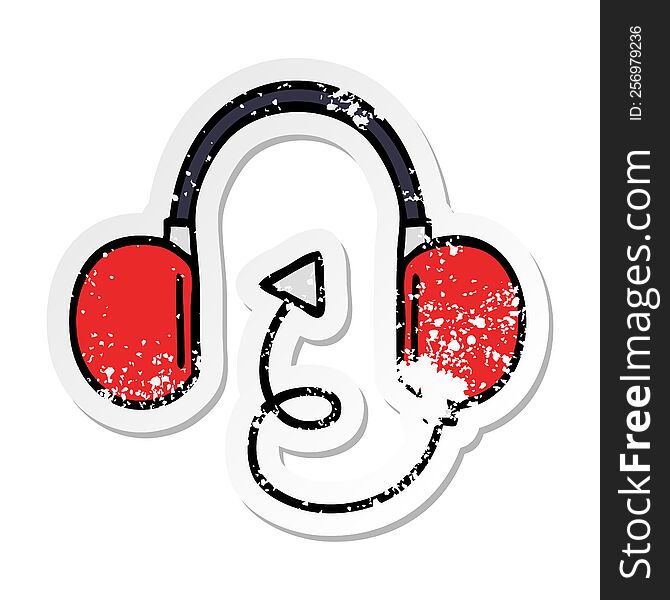 distressed sticker of a cute cartoon retro headphones