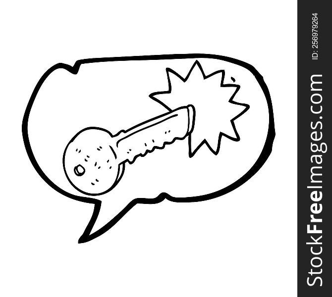 freehand drawn speech bubble cartoon door key