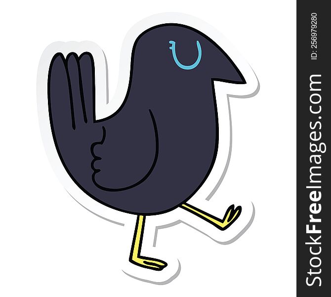 sticker of a quirky hand drawn cartoon crow