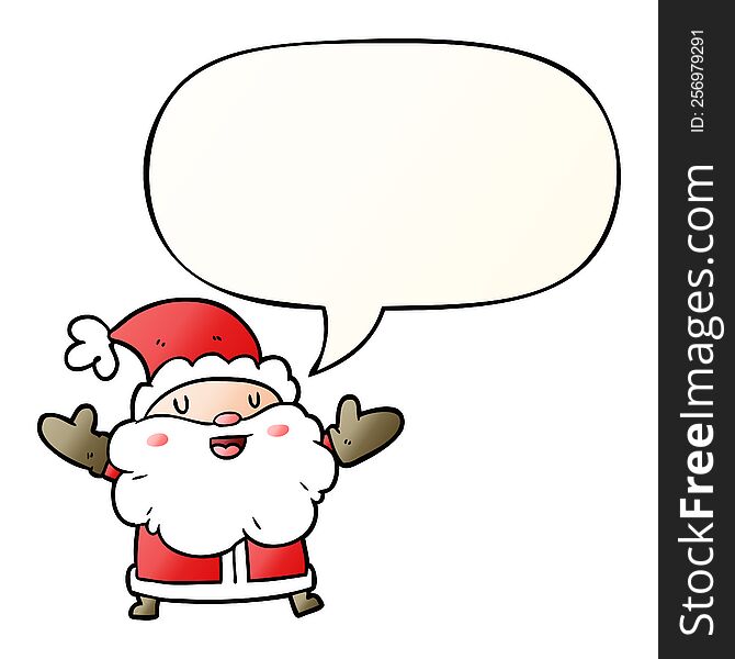 cartoon santa claus with speech bubble in smooth gradient style