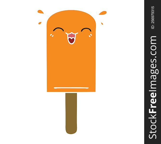 Quirky Hand Drawn Cartoon Orange Ice Lolly