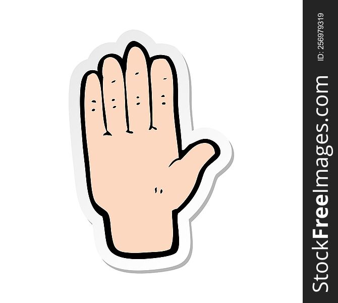 sticker of a cartoon open hand