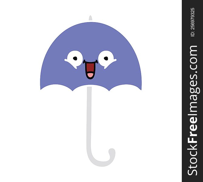 flat color retro cartoon umbrella