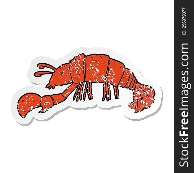 distressed sticker of a cartoon lobster